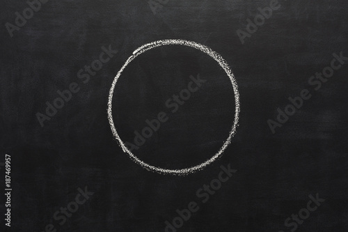 Circle drawn with chalk on blackboard