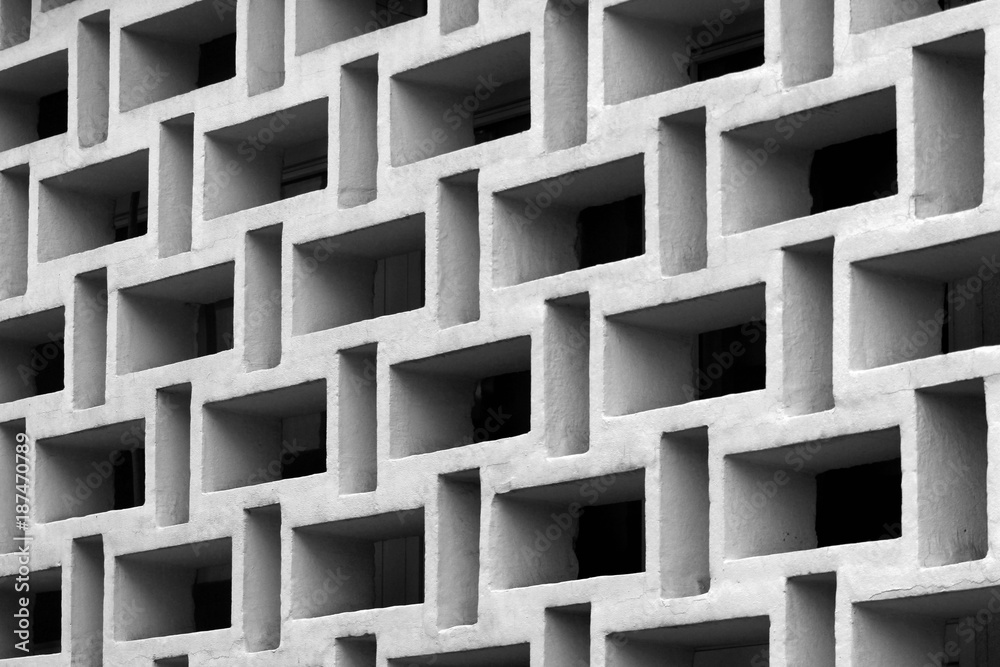 Fototapeta premium Decorative stone grid on a wall