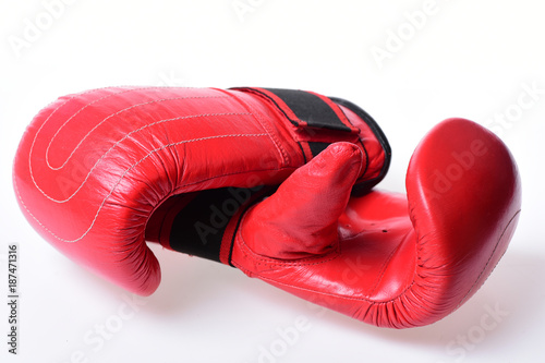 Pair of boxing gloves lying on each other. Boxing equipment