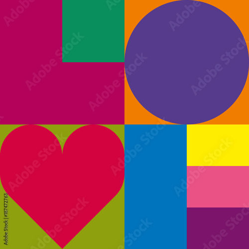 Love typography. Creative love logotype. Geometric love. Pop art image.