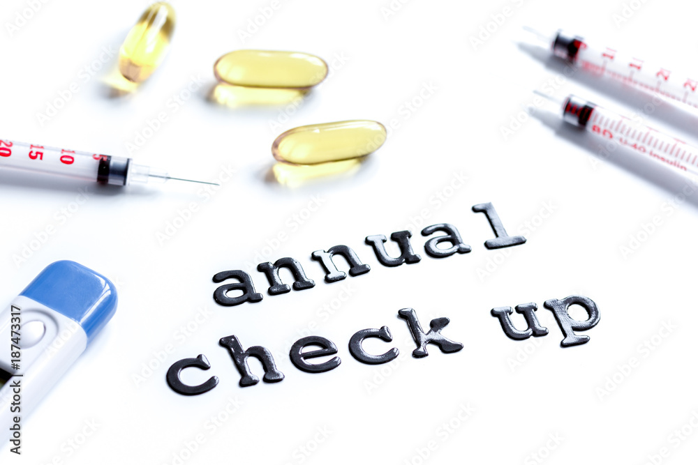 Obraz premium concept time health check up on white background