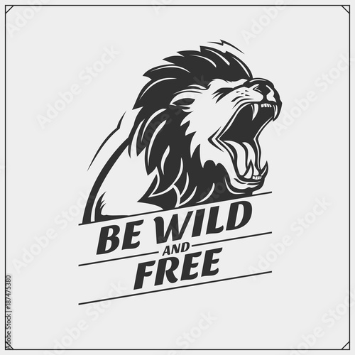 The emblem with lion for a sport team.
