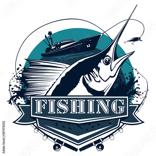 Marlin big fishing logo