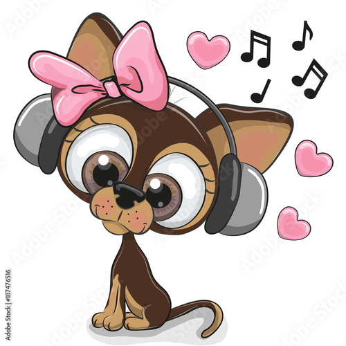 Cute cartoon Dog with headphones