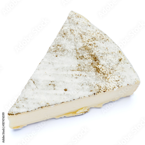 traditional french brie cheese on a white background. Clipping path