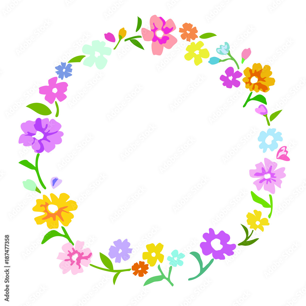 Vector illustration of flower wreath frame - 花輪のベクターイラスト素材