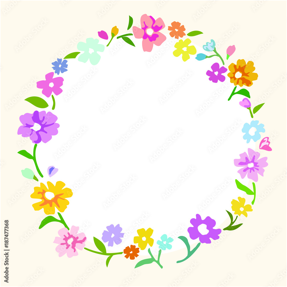 Vector illustration of flower wreath frame - 花輪のベクターイラスト素材