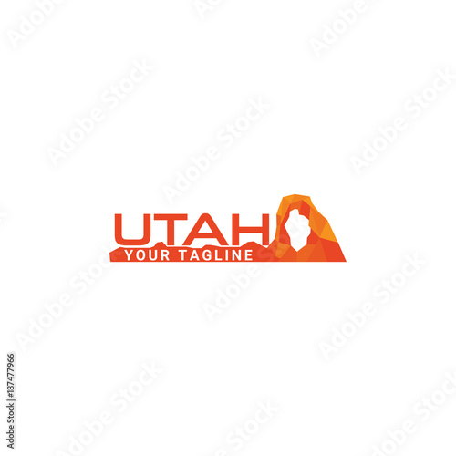 Utah mountain with color orange and deep yellow vibrant for logo company and adventure