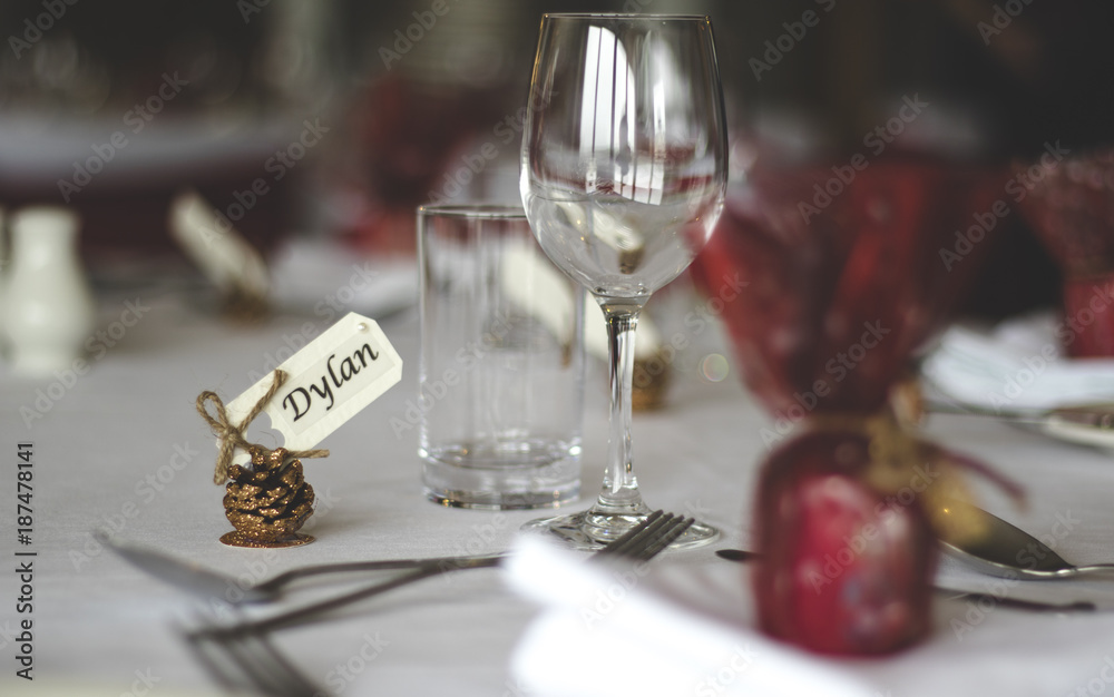 Wedding table decorations and name tag