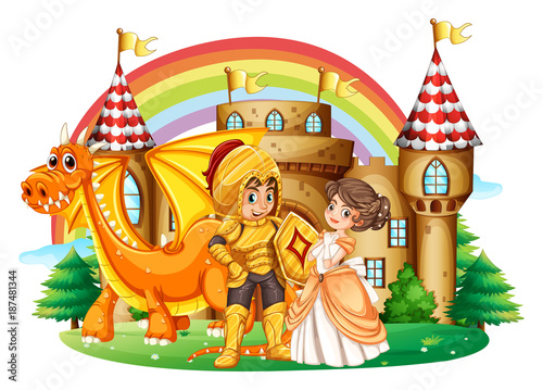 Knight and princess at the palace
