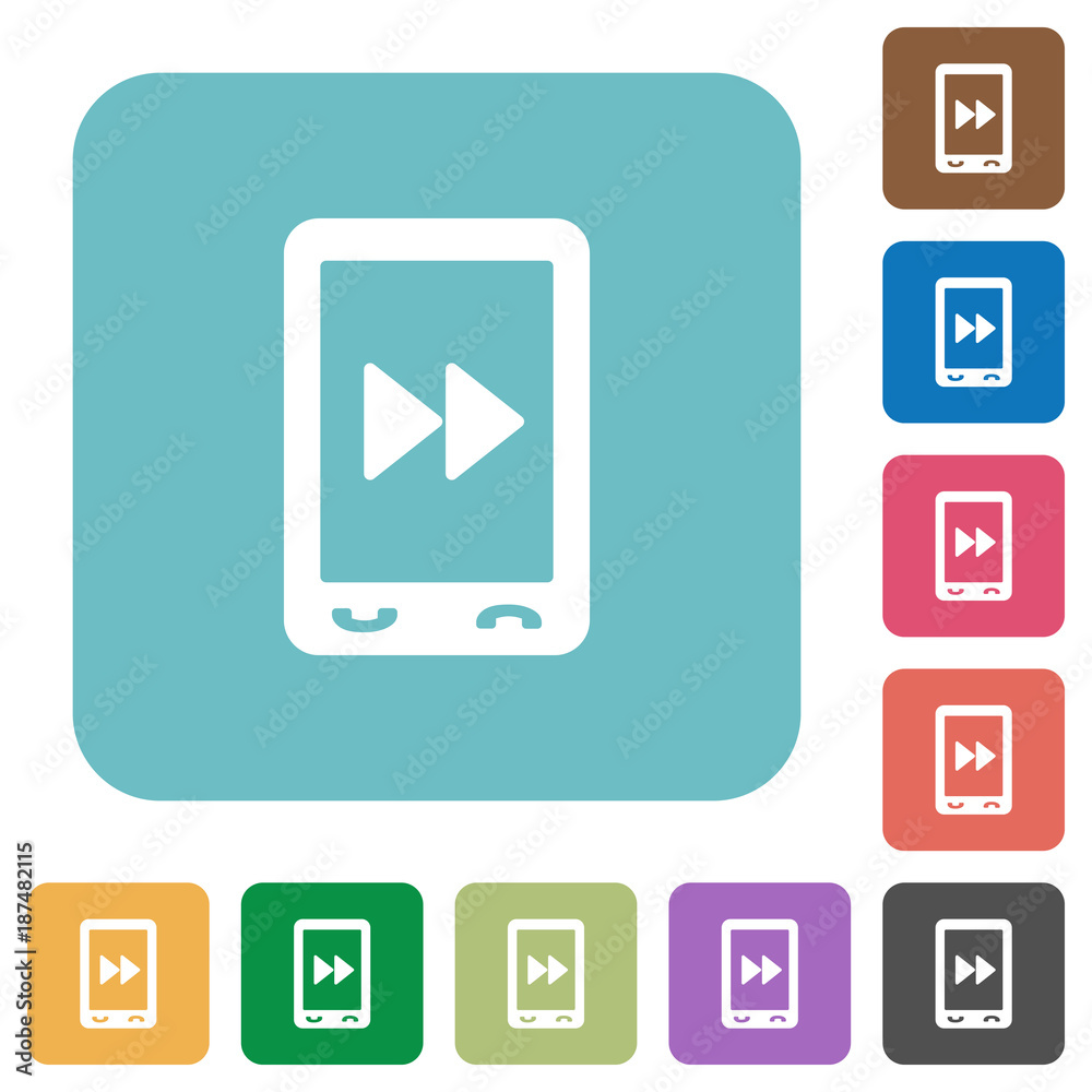 Mobile media fast forward rounded square flat icons Mobile media fast forward rounded square flat icons