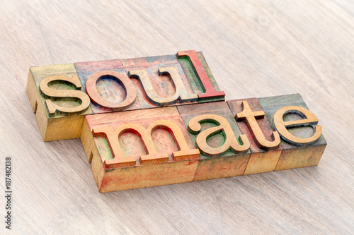 soulmate word abstract in wood type