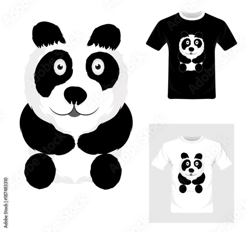 Fototapeta Naklejka Na Ścianę i Meble -  T-shirt graphic design. Black and white panda vector illustration