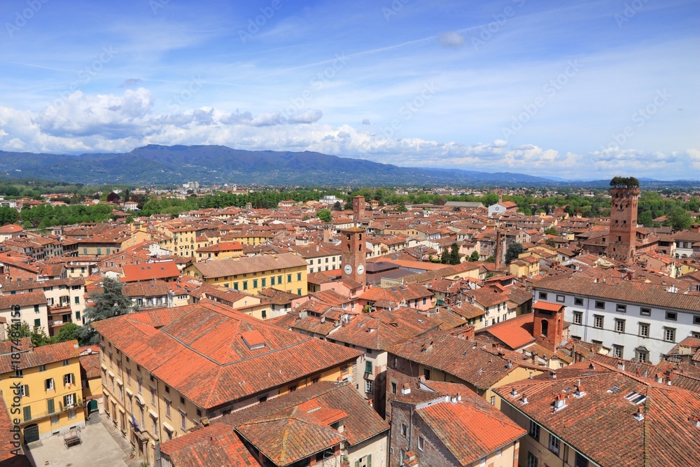 Lucca skyline in Tuscany, Italy