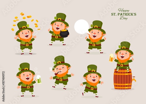 Leprechaun, Vector Illustration, St. Patrick's Day, Isolated Objects for Design, Vector, Set of Characters 1
