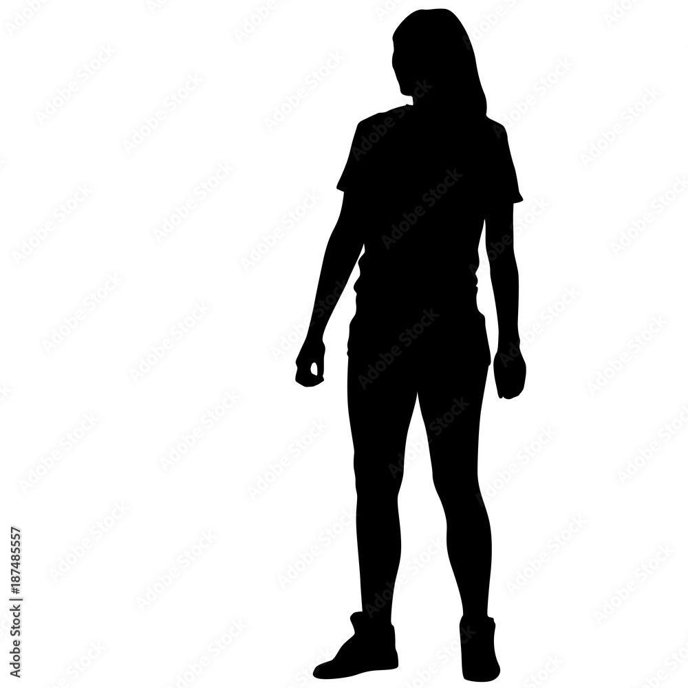 Silhouette of People Standing on White Background Silhouette of People Standing on White Background