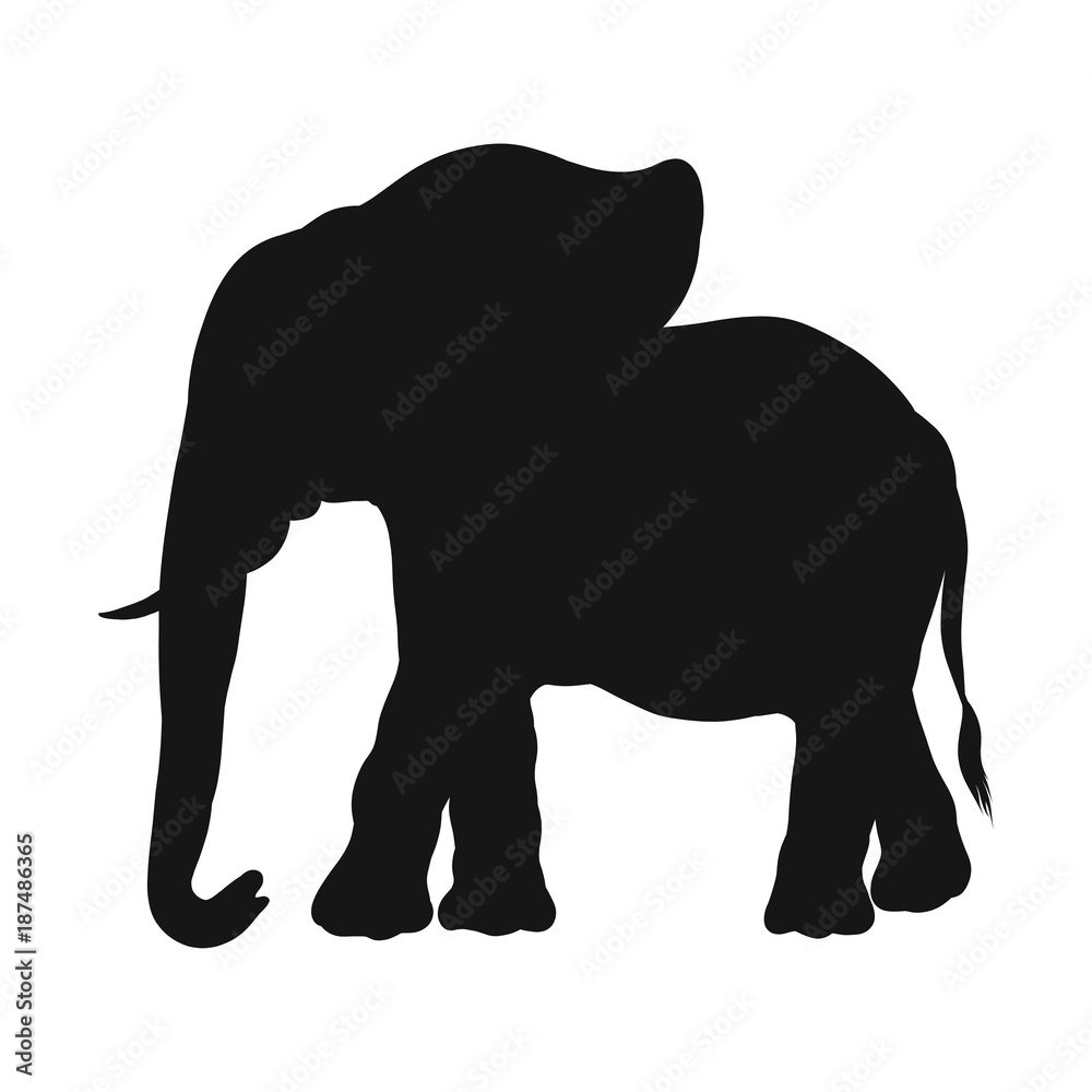 Silhouette of a walking big elephant Silhouette of a walking big elephant