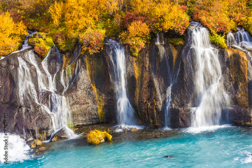 Hraunfossar watefalls  Borgarfjordur  Western Iceland