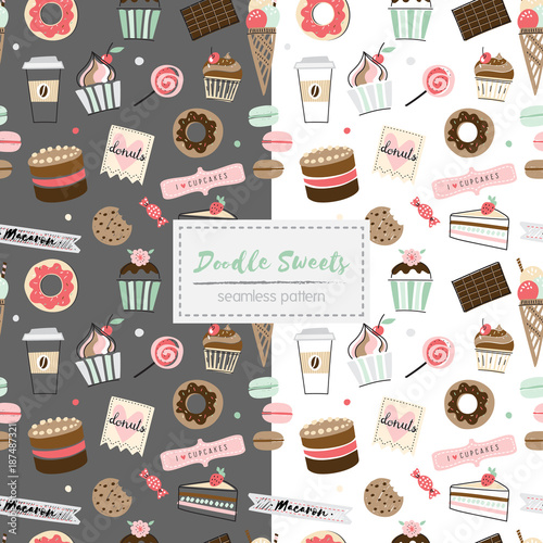 Doodle sweets seamless pattern
