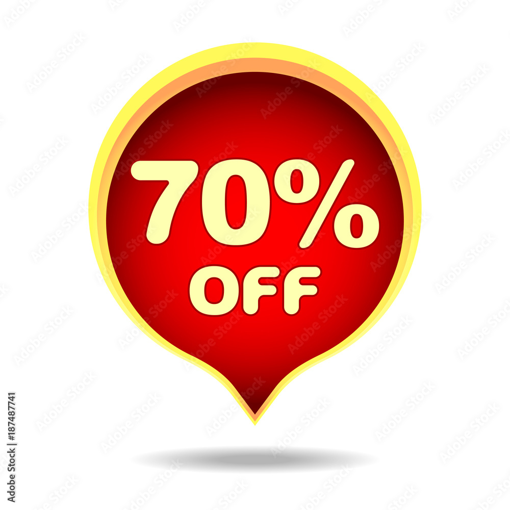 70 percent off speech bubble, sticker, label or icon with shadow for your design. 70 percent off speech bubble, sticker, label or icon with shadow for your design.