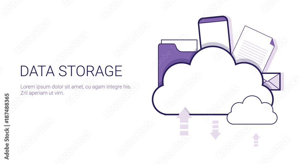 Data Storage Cloud Computing Business Concept Template Web Banner With Copy Space Vector Illustration Data Storage Cloud Computing Business Concept Template Web Banner With Copy Space Vector Illustration