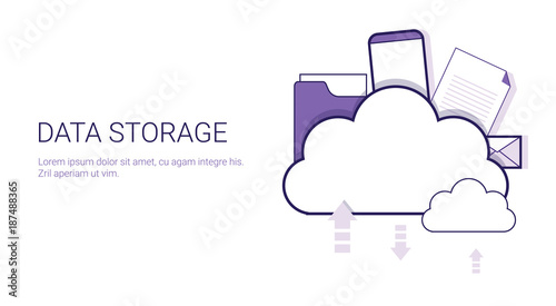Data Storage Cloud Computing Business Concept Template Web Banner With Copy Space Vector Illustration