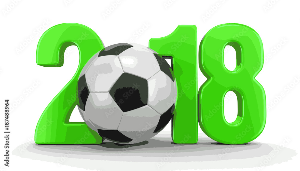 Soccer football with 2018. Image with clipping path Soccer football with 2018. Image with clipping path