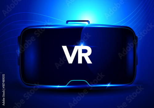 Vector illustration concept using abstract Stereoscopic 3d virtual reality glasses vr interface, digital cyberspace technology, Innovation device