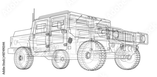 Combat car. Vector rendering of 3d