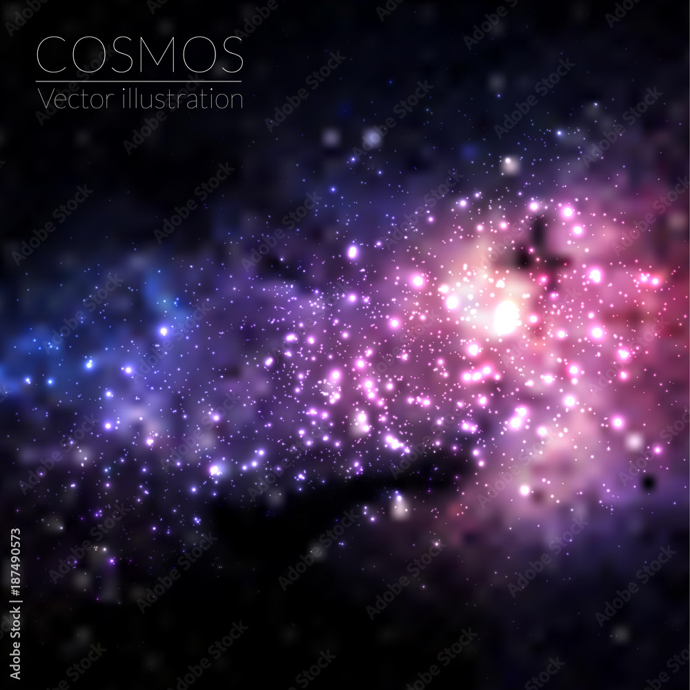 Obraz premium Space vector background with stars. Universe illustration. Colored cosmos backdrop with stars claster.