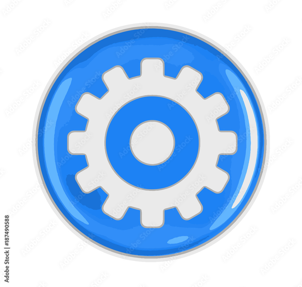 Button with gear. Image with clipping path Button with gear. Image with clipping path