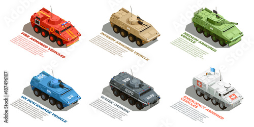 Army Military Vehicles Isometric Set 