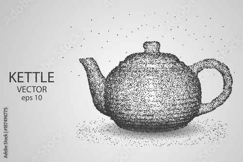 Kettle from particles of stars . The teapot consists of circles and points. Vector eps 10.