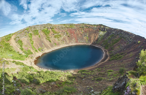 Kerid volcano crater in Iceland. photo