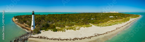 Aerial video Bill Baggs State Park and lighthouse Miami Florida USA
