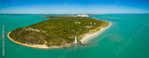 Aerial shot of the El Farito Lighthouse Cape Florida Miami photo