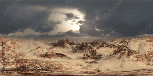 panorama of desert at sand storm. made with the one 360 degree lense camera without any seams. ready for virtual reality