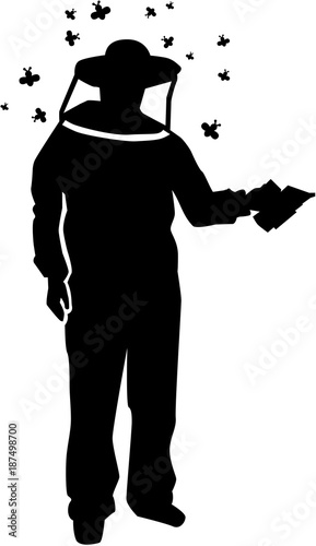Beekeeper silhouette bee suit