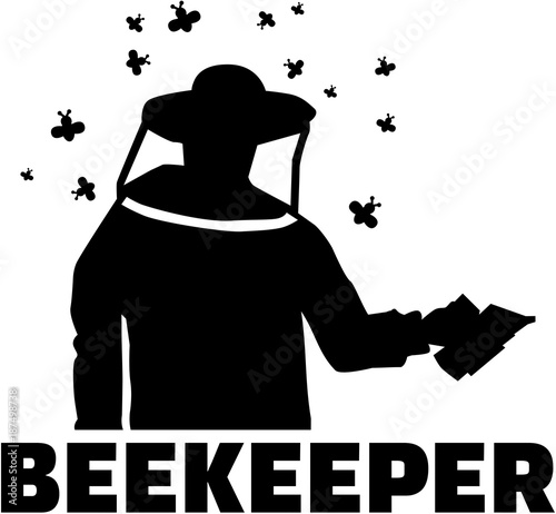 Beekeeper silhouette bee suit job title