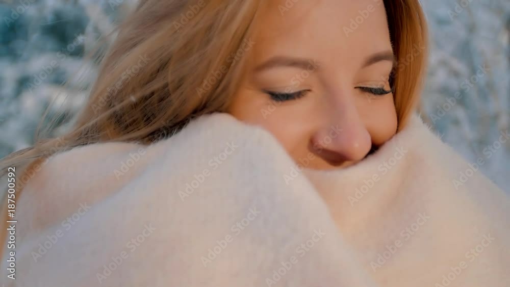 Outdoor winter portrait of young woman Outdoor winter portrait of young woman
