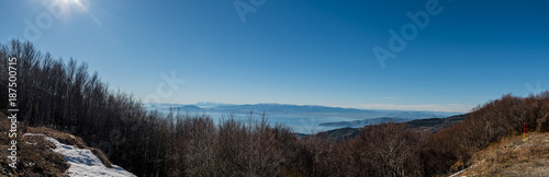 Chania of Pelion ski center with a little amount of snow on a sunny day © Stamatios