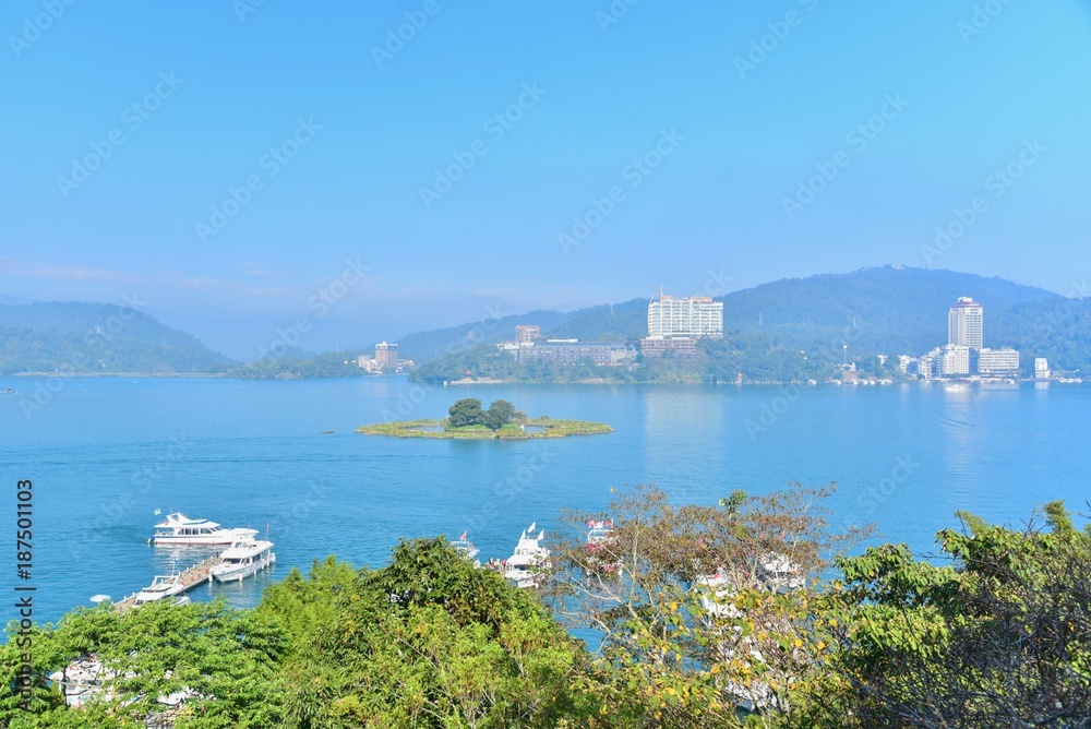 Aerial View of Sun Moon Lake on a Sunny Day