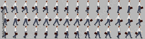 Business Man walking animation sprite sheets, Animation, loop animation, walk cycle, silhouette