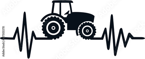 Farmer heartbeat line with tractor