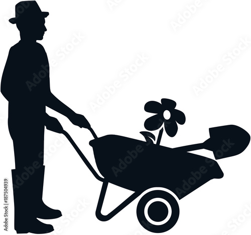Gardener silhouette black and white