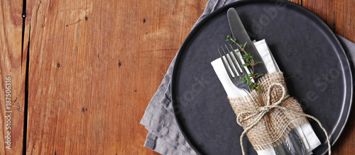 plate with fork and knife banner