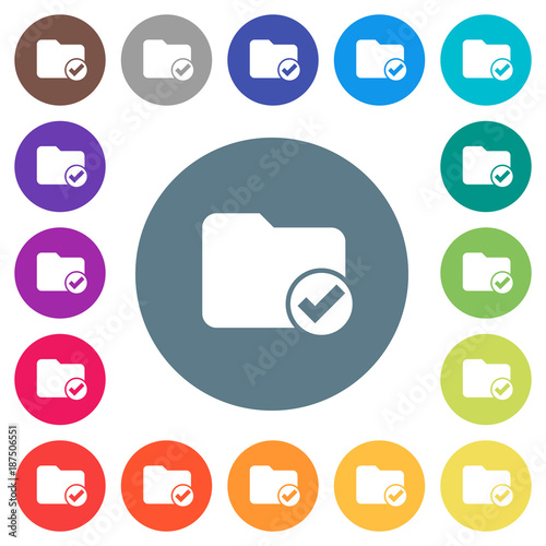 Directory ok flat white icons on round color backgrounds