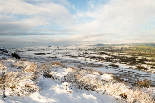 Rombalds moor in the snow  Yorkshire. England