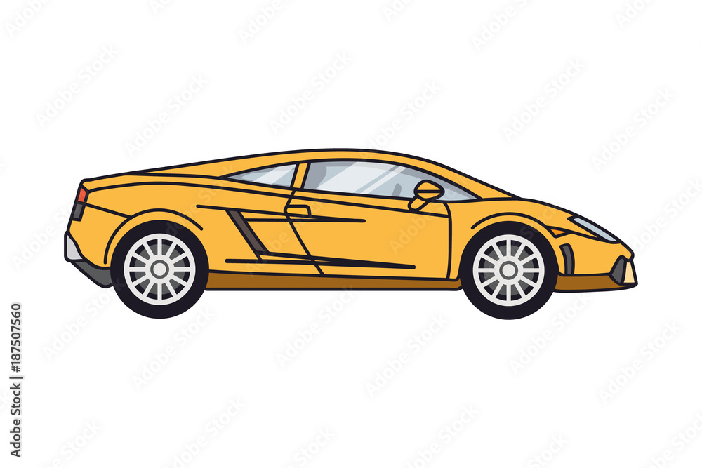 detailed side of a flat yellow sports car illustration