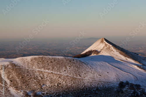 Snowy Mountain landscape in Sibillini Mounts, Italy